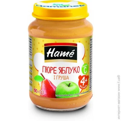 Пюре фруктовое Hame с 4 месяцев Яблоко-груша 190 г (8595139712679) Пюре фруктовое Hame с 4 месяцев Яблоко-груша 190 г (8595139712679)