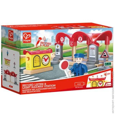 Hape Набор для игрушечной железной дороги Железнодорожная станция (E3702) Hape Набор для игрушечной железной дороги Железнодорожная станция (E3702)