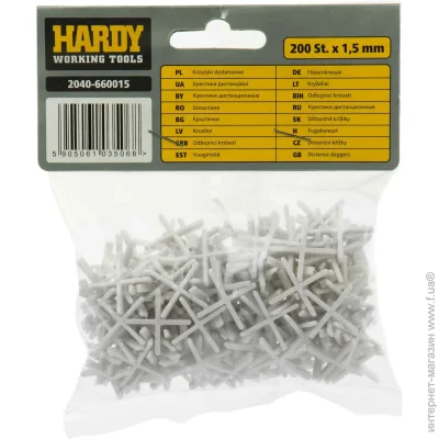 Hardy Крестики для плитки 1,5 мм 50 шт./уп (2040-660015) Hardy Крестики для плитки 1,5 мм 50 шт./уп (2040-660015)