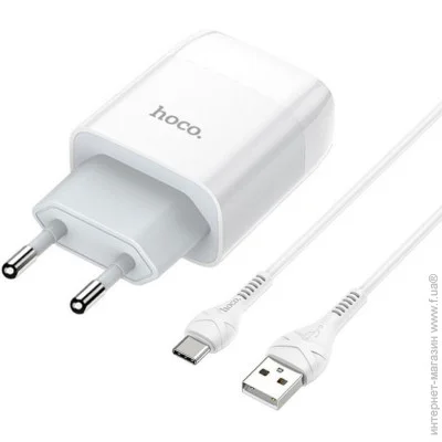    Hoco 1USB C72A 2.1A White + USB Cable Type-C