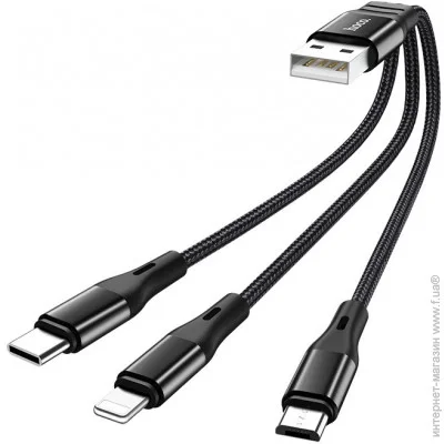  Hoco X47 USB Micro/Lightning/Type-C 2.4 A 0,25 m Black (6931474727398)