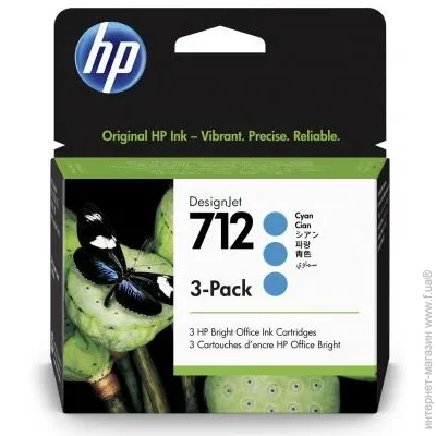 HP  HP No.712 DesignJet 230/630 Cyan 3-Pack 29-ml (3ED77A) Cyan 29 