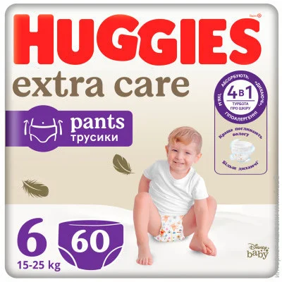 ϳ- Huggies Extra Care  6 (15-25 ) Pants Box 60  (5029053582429)