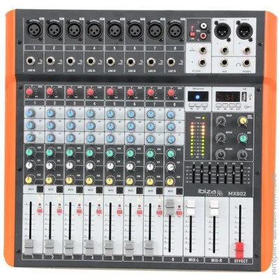 Аналоговый микшерный пульт IBIZA MX802 Аналоговый микшерный пульт IBIZA MX802