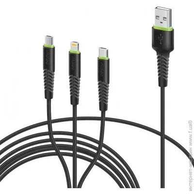  Intaleo CBFLEXU1 USB-Micro/Lightning/Type-C 1.4 Black (1283126487521)