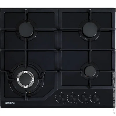 Варочная поверхность газовая Interline SGV 664 FGT BA каленое стекло Варочная поверхность газовая Interline SGV 664 FGT BA каленое стекло