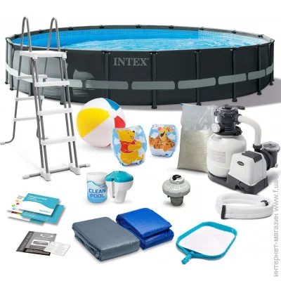 Бассейн каркасный Intex Бассейн каркасный 610см 17в1 (26334) графитовый (M-7898953) Бассейн каркасный Intex Бассейн каркасный 610см 17в1 (26334) графитовый (M-7898953)