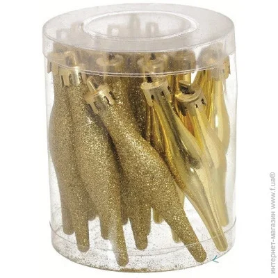 Jumi Набір ялинкових прикрас Бурулька, 18 шт, пластик, колір золот., 9,5 см (5900410690684) Jumi Набір ялинкових прикрас Бурулька, 18 шт, пластик, колір золот., 9,5 см (5900410690684)