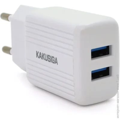   Kakusiga  AC100-240V KSC-368 DILANG, 2xUSB, Output: DC5V/2.4A (12W), White, Blister