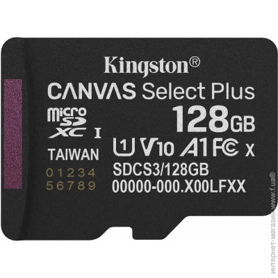  ' Kingston 128GB MicroSDXC Canvas Select Plus Gen3 (SDCS3/128GBSP)