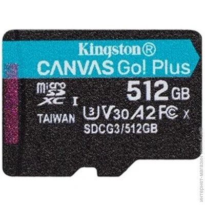  ' Kingston 512 GB microSDXC class 10 UHS-I U3 Canvas Go! Plus (SDCG3/512GBSP)