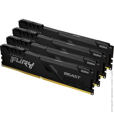   Kingston Fury DRAM 64GB 3200MHz DDR4 CL16 DIMM (Kit of 4) FURY Beast Black EAN: 740617319866 (KF432C16BB1K4/64)