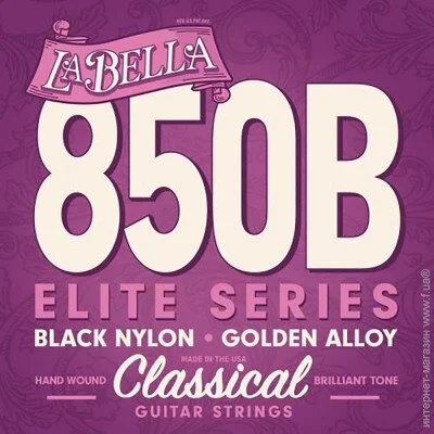   Labella     La Bella 850-B Elite Black Nylon Golden Alloy Medium