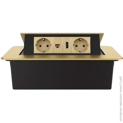 Livolo Меблева розетка з інтернет RJ-45, HDMI, плавне відкриття, золота (VL-SHS013-TC-CP-HD-6AP-A) Livolo Меблева розетка з інтернет RJ-45, HDMI, плавне відкриття, золота (VL-SHS013-TC-CP-HD-6AP-A)