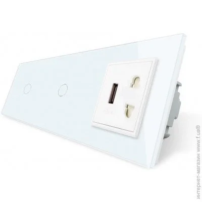 Livolo   2  (1-1) 1 USB 1     (VL-C701/C701/C1A1USB-11)