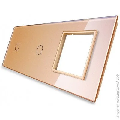 Рамка Livolo Сенсорная панель комбинированная для выключателя 2 сенсора 1 розетка (1-1-0) золото стекло (C7-C1/C1/SR-13) Рамка Livolo Сенсорная панель комбинированная для выключателя 2 сенсора 1 розетка (1-1-0) золото стекло (C7-C1/C1/SR-13)