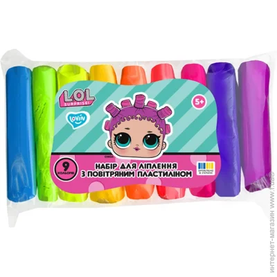 Lovin Набор для лепки с воздушным пластилином L.O.L. Surprise LOL70193, 9 цветов неон масса для лепки Lovin Набор для лепки с воздушным пластилином L.O.L. Surprise LOL70193, 9 цветов неон масса для лепки