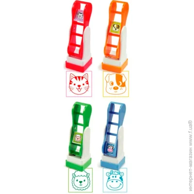 Malevaro Игрушка Штамп детский Домашние животные 4 вида S08A1 Malevaro Игрушка Штамп детский Домашние животные 4 вида S08A1