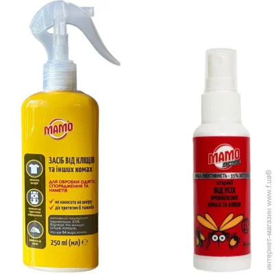 Отпугиватель Mamo Набор для комплексной защиты кожи и одежды от блох, клопов, клещей и других насекомых (для одежды 250 мл, для кожи 50 мл) Отпугиватель Mamo Набор для комплексной защиты кожи и одежды от блох, клопов, клещей и других насекомых (для одежды 250 мл, для кожи 50 мл)