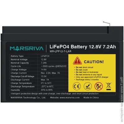    Marsriva MR-LFP12-7-LAR 12.8V/7.2Ah LiFePO4