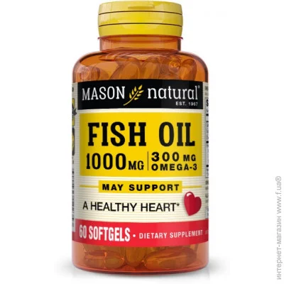   Mason Natural Fish Oil 1000 mg Omega 300 mg 60 Caps (000021105)