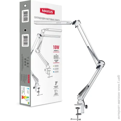   Maxus Desk Lamp 3CCT Metal CLIP WH 10   1-MDL-10W-MCLW