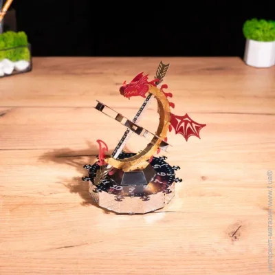  - Metal Time -  - Sun Chaser Dragon Stand Clock   (MT025)