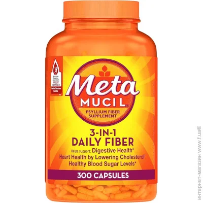 Специальная добавка Metamucil Клетчатка для здоровья пищеварительной системы 3-in-1 Fiber Capsules 300 капсул Специальная добавка Metamucil Клетчатка для здоровья пищеварительной системы 3-in-1 Fiber Capsules 300 капсул
