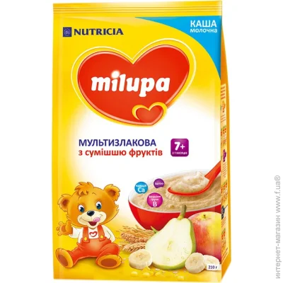 Каша Milupa Молочна мультизлакова із сумішшю фруктів 210 г з 7 місяців (5900852930010) Каша Milupa Молочна мультизлакова із сумішшю фруктів 210 г з 7 місяців (5900852930010)