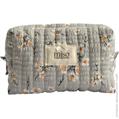 Miso Косметичка стеганая полоска сакура на сером Miso Косметичка стеганая полоска сакура на сером