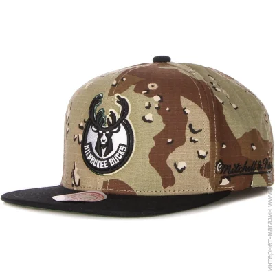  Mitchell & Ness NBA SNAPBACK MILWAUKEE BUCKS (HHSS1101-MBUYYPPPCAMO-ONE SIZE)