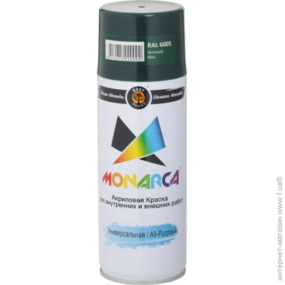Monarca Фарба аерозольна універсальна RAL 6005 зелений мох глянець 520 мл 270 г Monarca Фарба аерозольна універсальна RAL 6005 зелений мох глянець 520 мл 270 г