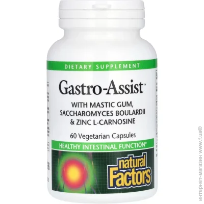  '   , Gastro-Assist with Mastic Gum, Saccharomyces Boulardii & Zinc L-Carnosine, Natural Factors, 60   (NFS01756)
