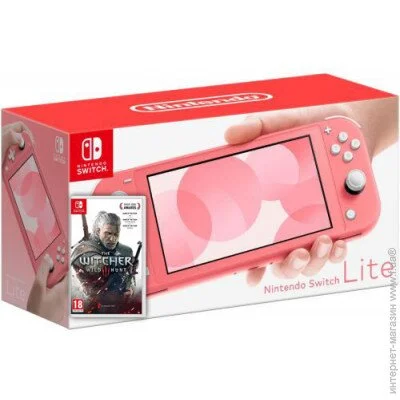   Nintendo Switch Lite Coral +   The Witcher 3: Wild Hunt ( ) (26503)