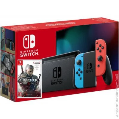   Nintendo Switch Neon Blue-Red (Upgraded version) +  The Witcher 3: Wild Hunt ( ) (45241)