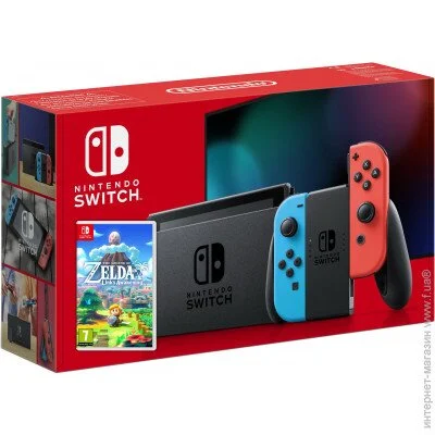   Nintendo Switch Neon Blue/Red (Upgraded version) + The Legend of Zelda Link`s Awakening,  