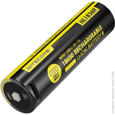 Nitecore   Li-Ion 18650 NL1836R 3.6V 3600mAh USB-C  (1088-6-1514_r)
