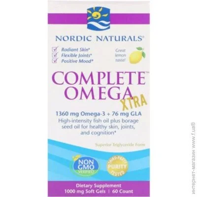   Nordic Naturals Complete Omega Xtra, 1360 mg Omega-3 / 76 mg CLA 60 Softgels Lemon Flavor NOR01801 (000002717)