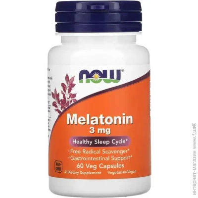   NOW   Foods Melatonin 3 mg 60 caps (1086-100-28-3949597-20)