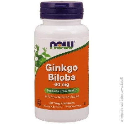   NOW Ginkgo Biloba 60 mg 60 Veg Caps (000003005)