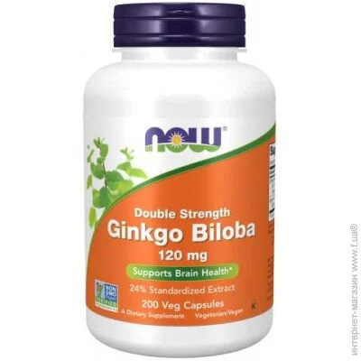   NOW   Ginkgo Biloba, Double Strength 120 mg Veg Capsules 200  (4384302682)