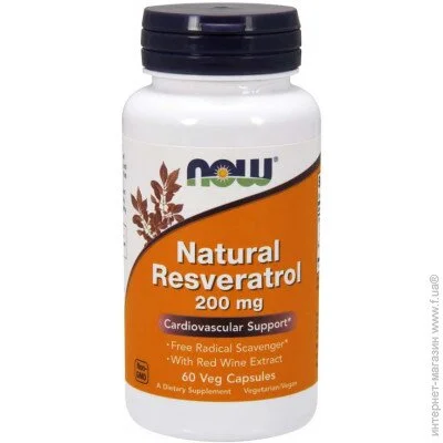   NOW   Natural Resveratrol 200 mg Veg Capsules 60  (4384301219)