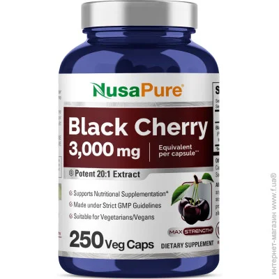 Спеціальна добавка Nusapure Екстракт чорної вишні преміум-класу Black Cherry Extract 250 капсул Спеціальна добавка Nusapure Екстракт чорної вишні преміум-класу Black Cherry Extract 250 капсул