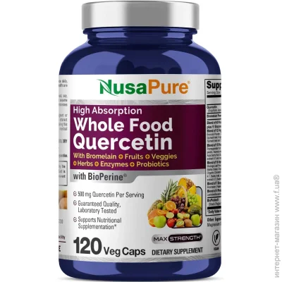 Спеціальна добавка Nusapure Кверцетин з бромелаїном преміум-класу Whole Food Quercetin 120 капсул Спеціальна добавка Nusapure Кверцетин з бромелаїном преміум-класу Whole Food Quercetin 120 капсул