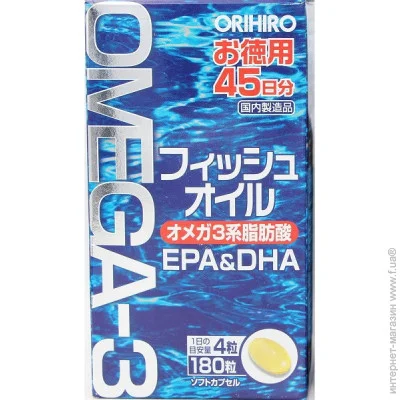  Orihiro EPA & DHA, Omega-3 455 mg 180 Caps (000019081)