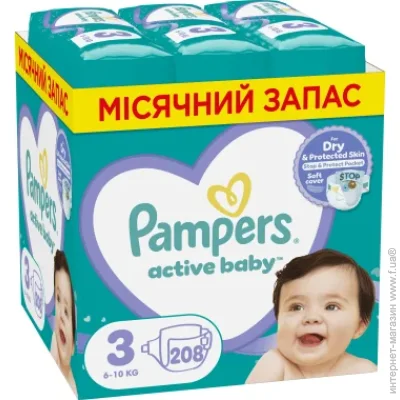  Pampers Active Baby Midi 3 (6-10 ) 208  (8001090910745)