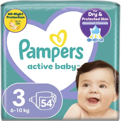  ϳ Pampers Active Baby Midi (6-10 ) 54  (8001090948977)