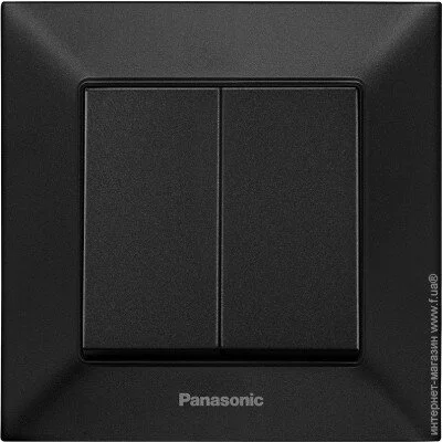 Panasonic Выключатель Arkedia Slim двухклавишный, быстрый монтаж, черный Panasonic Выключатель Arkedia Slim двухклавишный, быстрый монтаж, черный