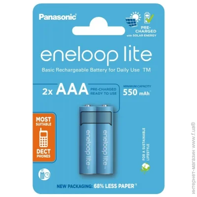  Panasonic   Eneloop NI-MH Lite AAA 550 , 2 . (BK-4LCCE/2CP)