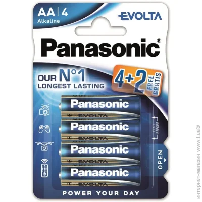  Panasonic LR06 Evolta AA, 4+2. (LR6EGE/6B2F)